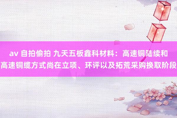 av 自拍偷拍 九天五板鑫科材料：高速铜陆续和高速铜缆方式尚在立项、环评以及拓荒采购换取阶段